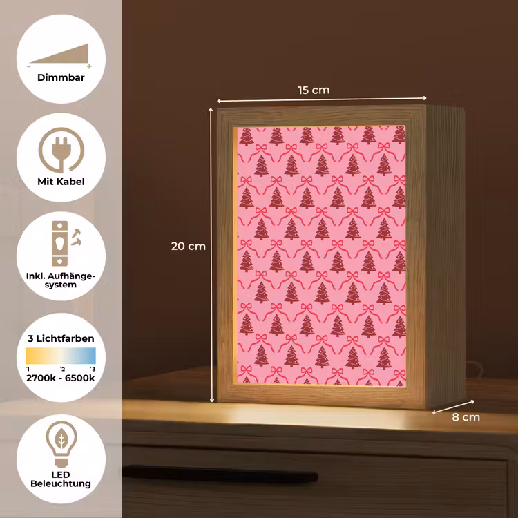 Personalisierte Lightbox - Weihnachten – Rot – Rosa – Schleife — 6