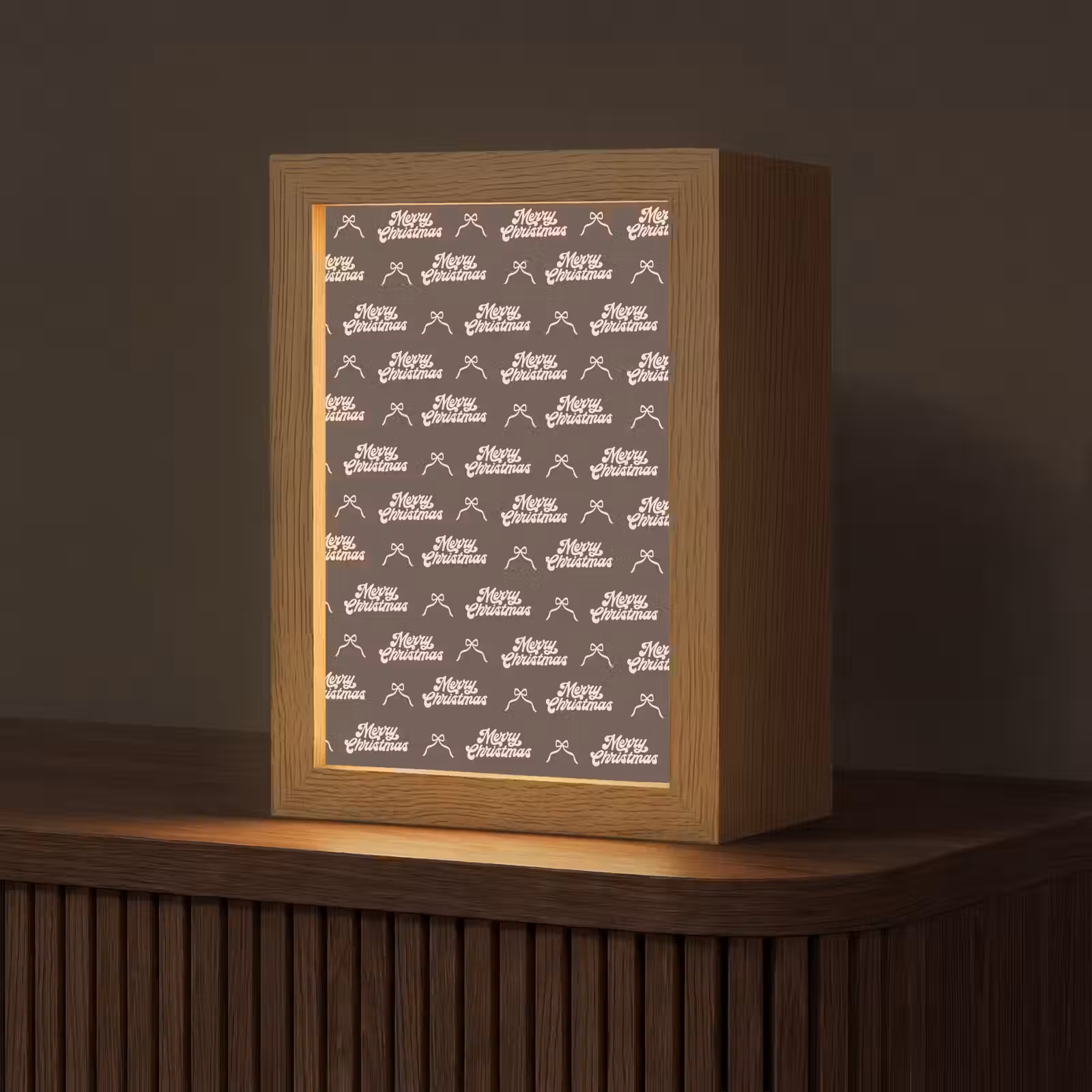 Personalisierte Lightbox - Text – Creme – Braun – Schleife — 1