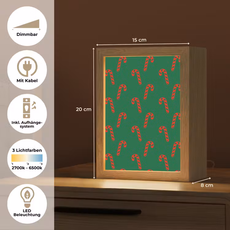 Personalisierte Lightbox - Weihnachten – Grün – Rot – Zuckerstange — 6