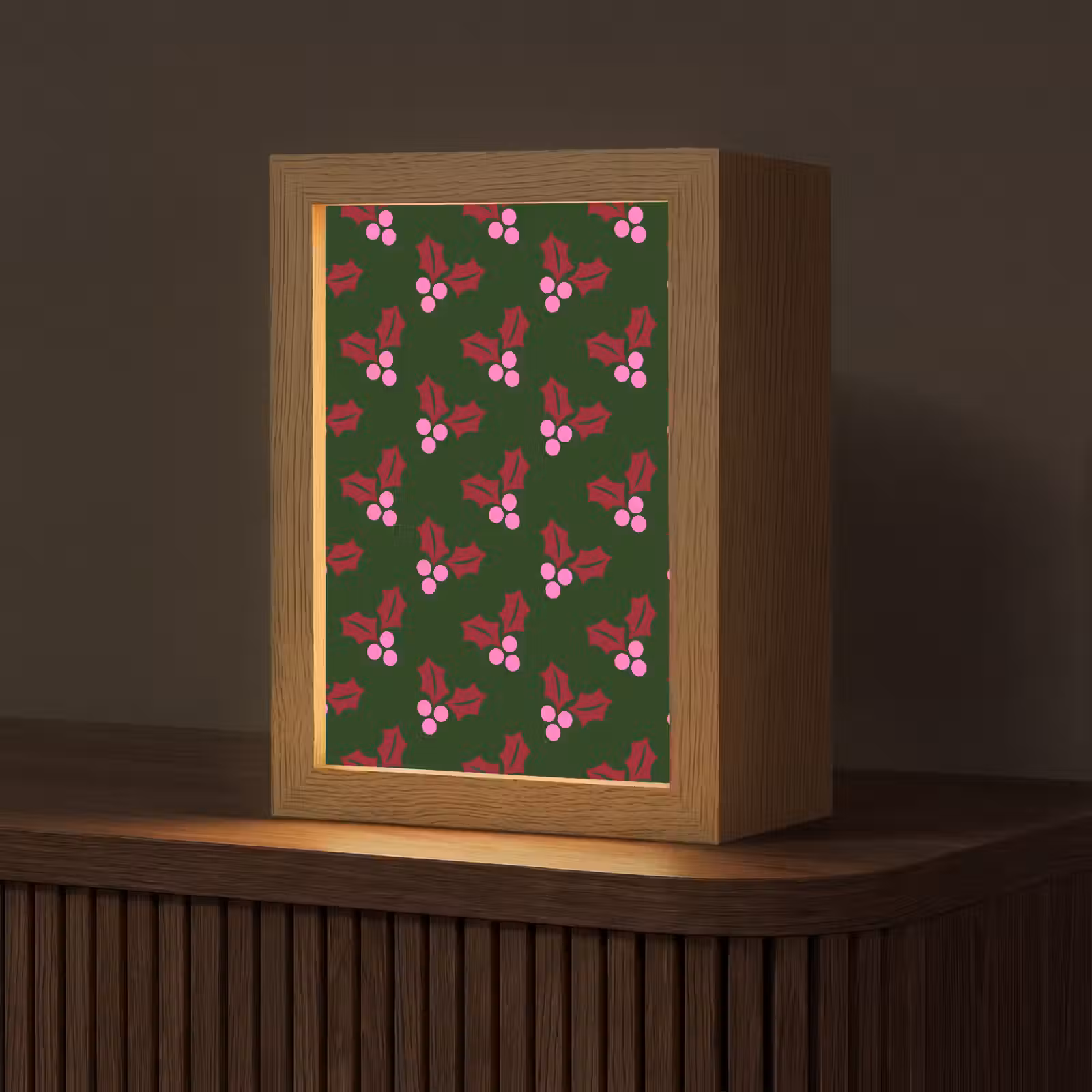 Personalisierte Lightbox - Neon – Stechpalme – Weihnachten — 1