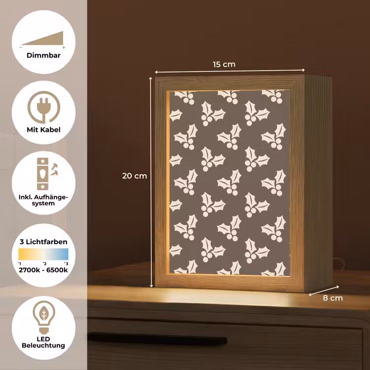 Personalisierte Lightbox - Stechpalme – Braun – Weihnachten — 6