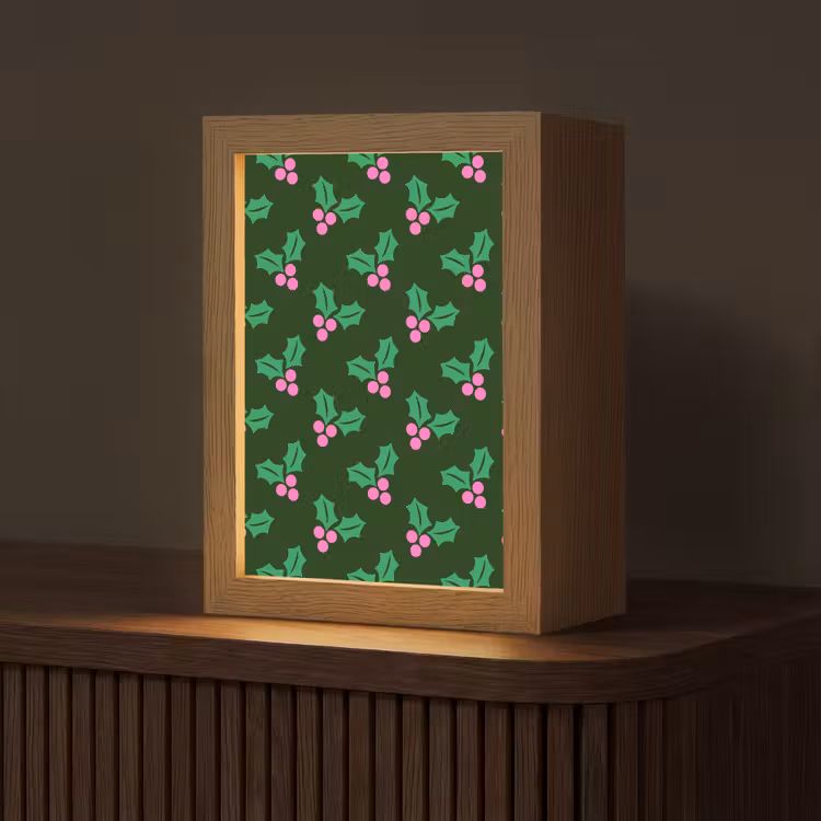 Personalisierte Lightbox - Stechpalme – Grün – Rosa – Weihnachten — 1