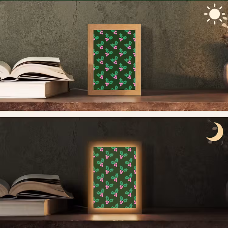 Personalisierte Lightbox - Stechpalme – Grün – Rosa – Weihnachten — 5