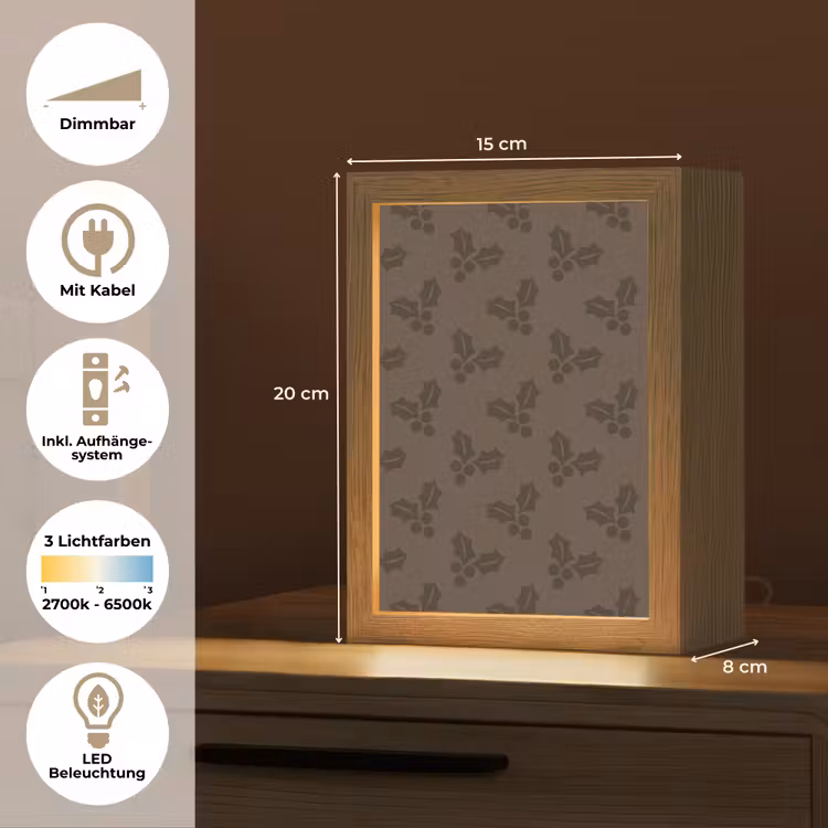 Personalisierte Lightbox - Stechpalme – Weihnachten – Braun — 6