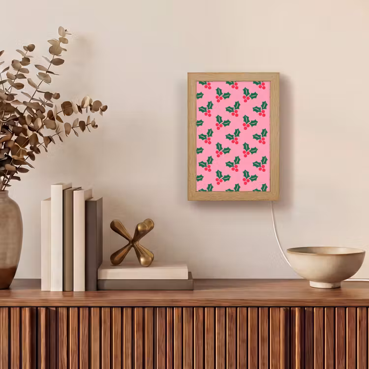 Personalisierte Lightbox - Stechpalme – Weihnachten – Rosa — 4