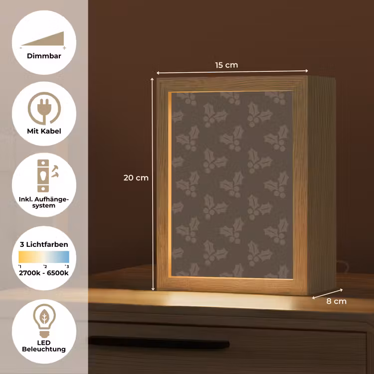 Personalisierte Lightbox - Weihnachten – Stechpalme – Braun — 6
