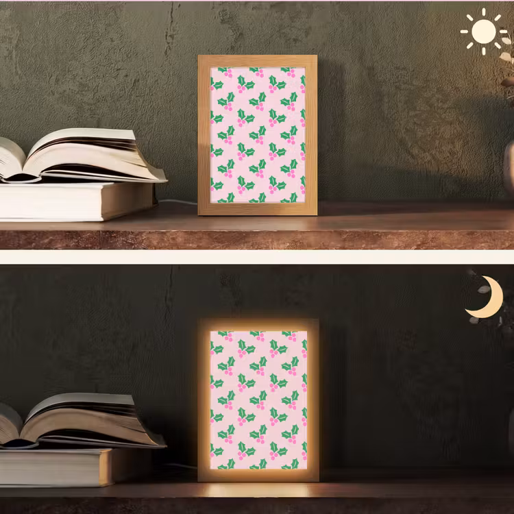 Personalisierte Lightbox - Weihnachten – Stechpalme – Rosa — 5
