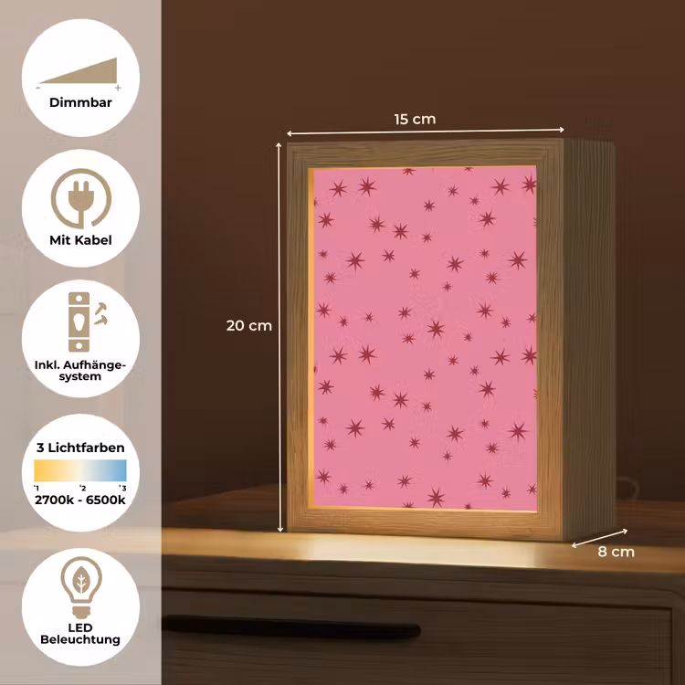 Personalisierte Lightbox - Weihnachten – Stern – Rot – Rosa — 6