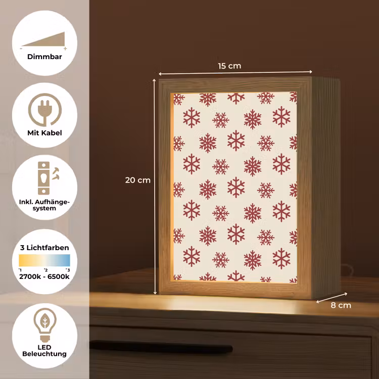 Personalisierte Lightbox - Schneeflocke – Creme – Rot — 6