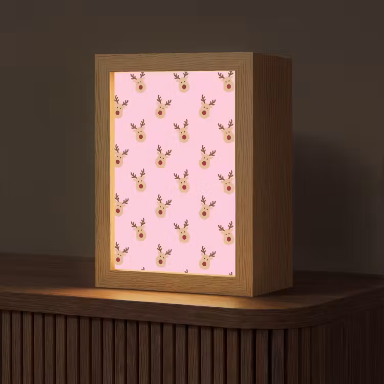 Personalisierte Lightbox - Rentiere – Weihnachten – Rosa — 1