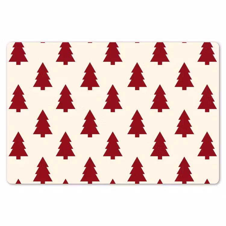 Tischset - 6 Stück - Weihnachtsbaum – Creme – Rot — 6