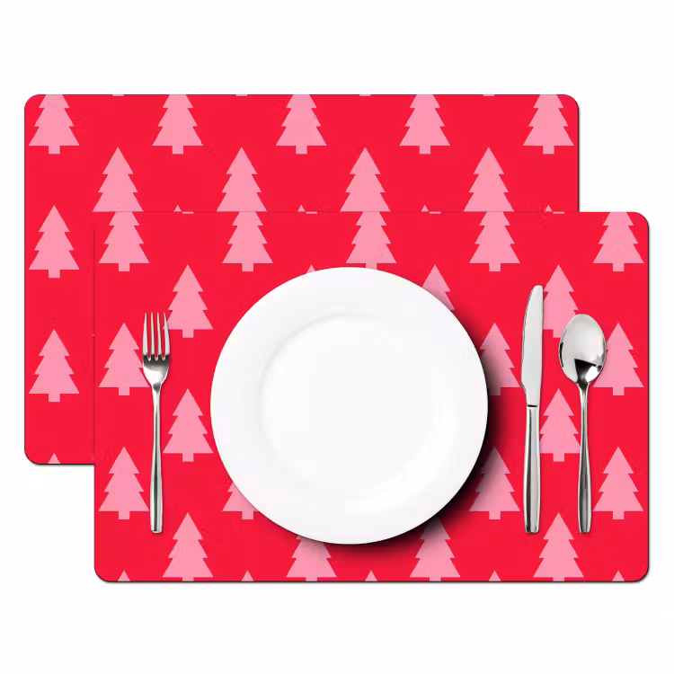 Tischset - 6 Stück - Weihnachtsbaum – Rosa – Rot — 2