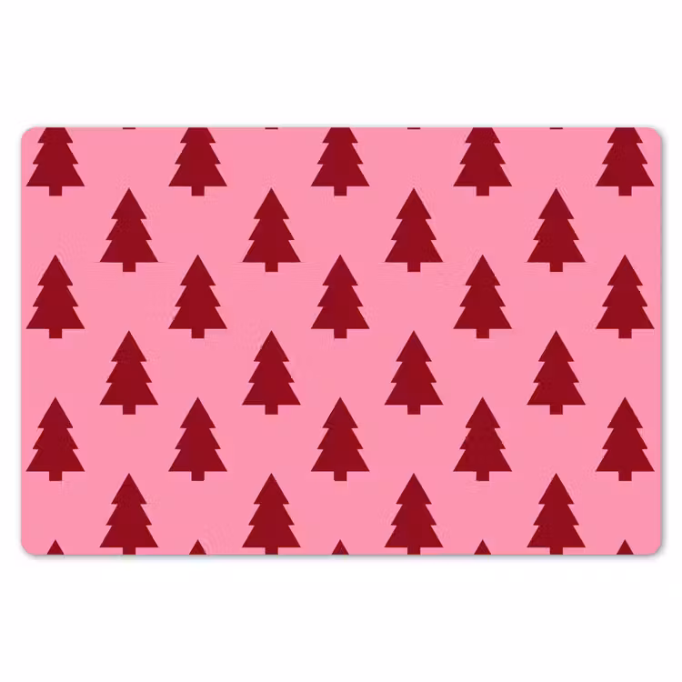 Tischset - 6 Stück - Weihnachtsbaum – Rot – Rosa — 6