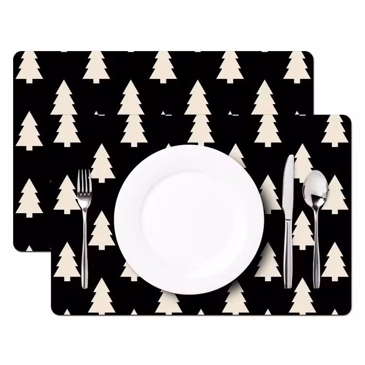 Tischset - 6 Stück - Weihnachtsbaum – Schwarz – Weiß — 2