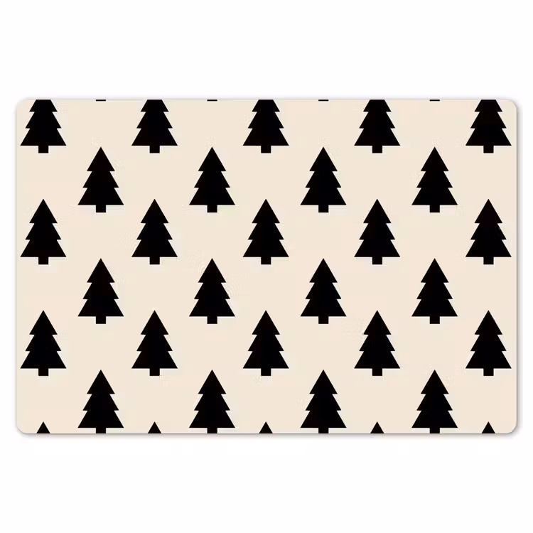 Tischset - 6 Stück - Weihnachtsbaum – Weiß – Schwarz — 6