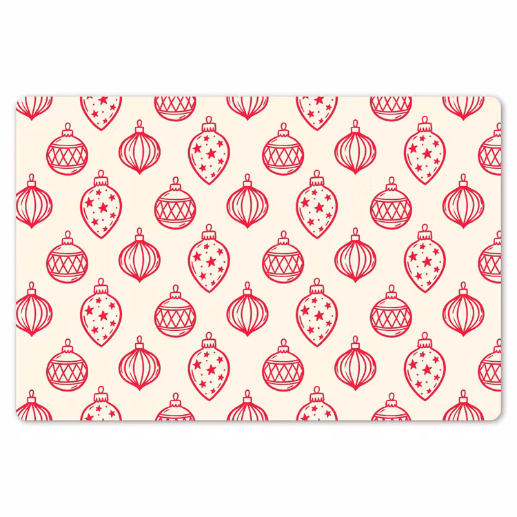 Tischset - 6 Stück - Weihnachtskugel – Creme – Rot — 6