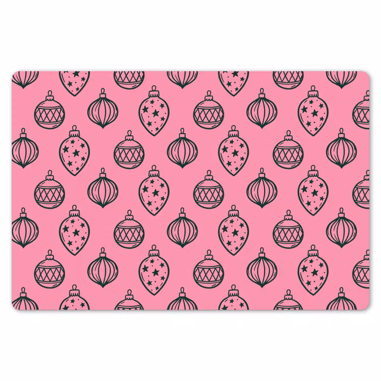 Tischset - 6 Stück - Weihnachtskugel – Grün – Rosa — 6