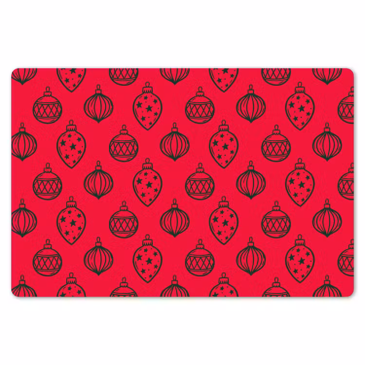 Tischset - 6 Stück - Weihnachtskugel – Grün – Rot — 6