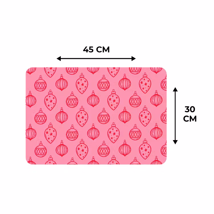 Tischset - 6 Stück - Weihnachtskugel – Rosa – Rot — 3