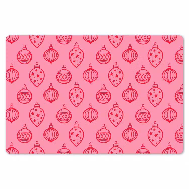 Tischset - 6 Stück - Weihnachtskugel – Rosa – Rot — 6