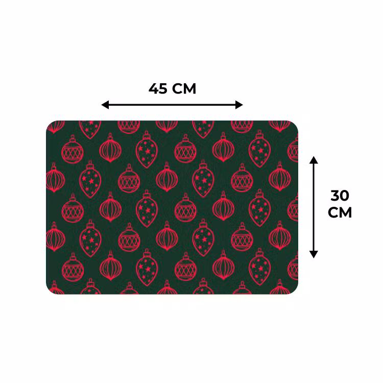 Tischset - 6 Stück - Weihnachtskugel – Rot – Grün — 3