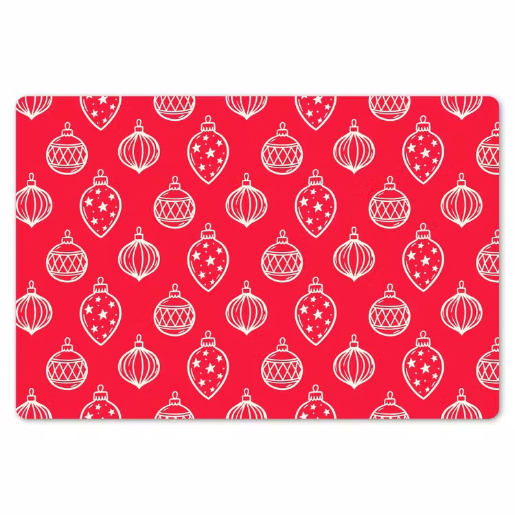 Tischset - 6 Stück - Weihnachtskugel – Rot – Weiß — 6