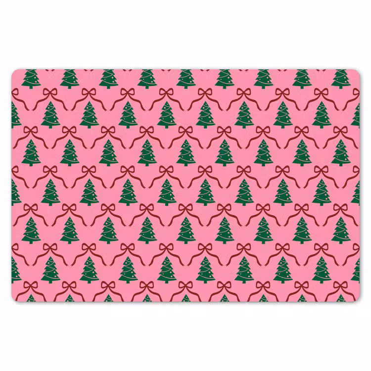 Tischset - 6 Stück - Weihnachten – Rosa – Rot – Schleife — 6