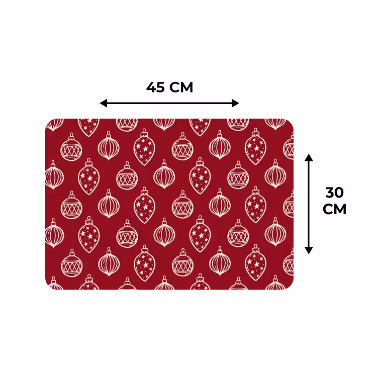 Tischset - 6 Stück - Weihnachtskugel – Rot – Cremefarben — 3
