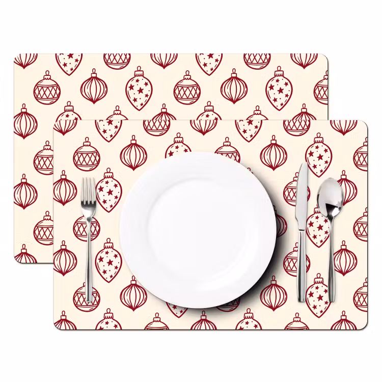 Tischset - 6 Stück - Weihnachtskugel – Rot – Weihnachten — 2