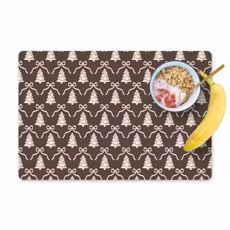 Tischset - 6 Stück - Schleife – Taupe – Weiß – Weihnachten — 1