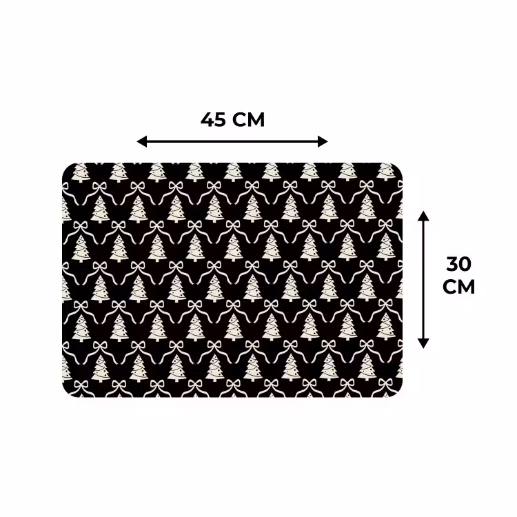 Tischset - 6 Stück - Schleife – Weiß – Schwarz – Weihnachten — 3