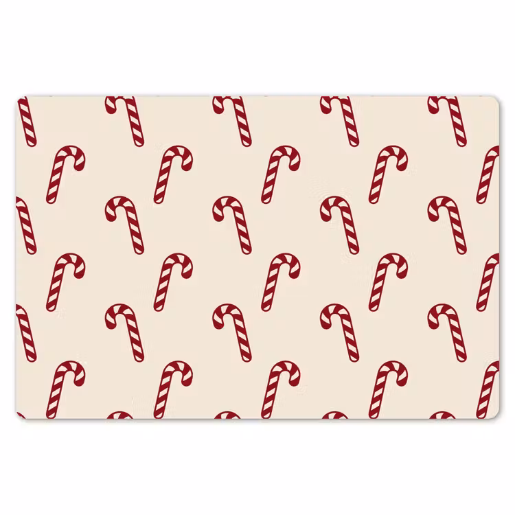 Tischset - 6 Stück - Weihnachten – Rot – Creme – Zuckerstange — 6