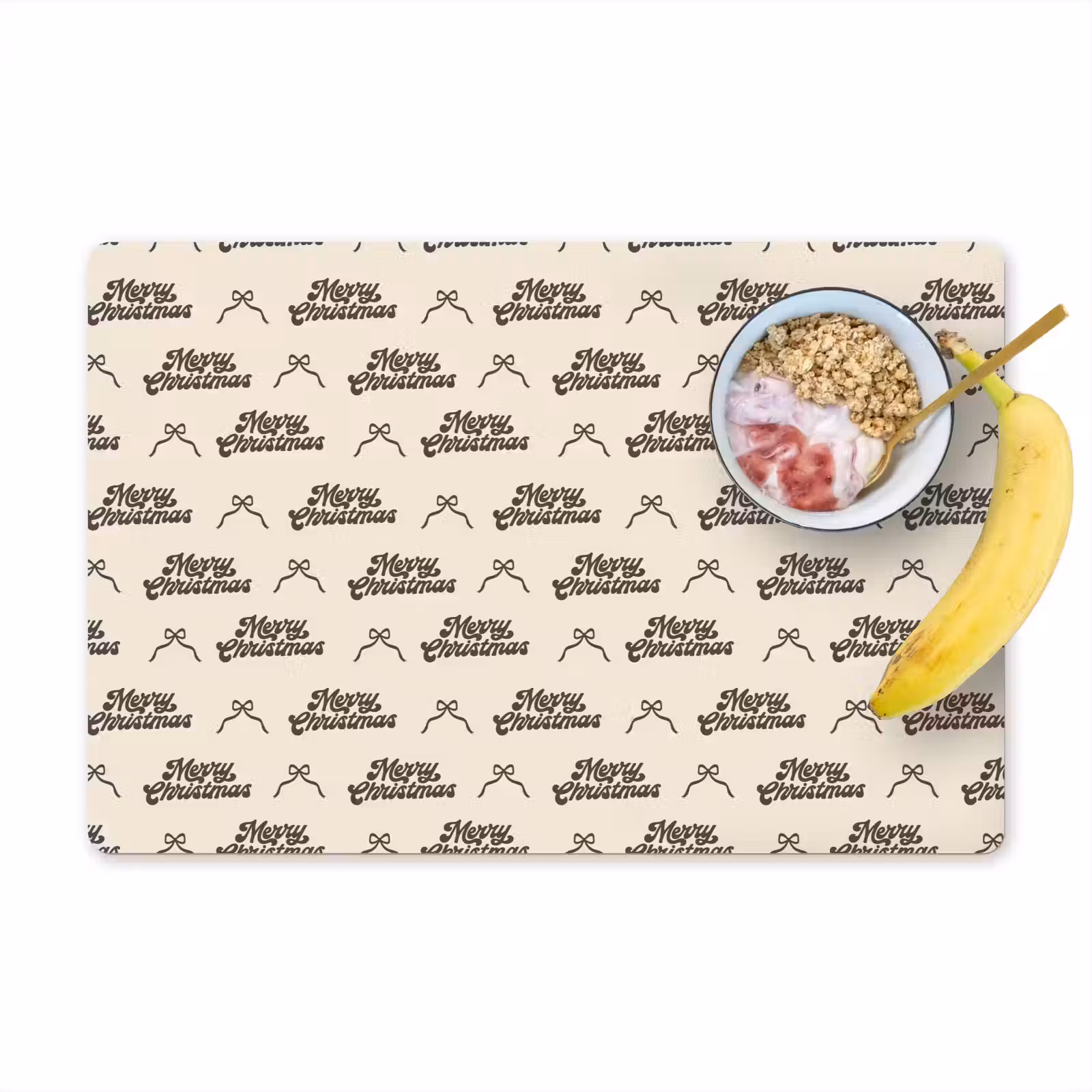 Tischset - 6 Stück - Text – Braun – Creme – Schleife — 1