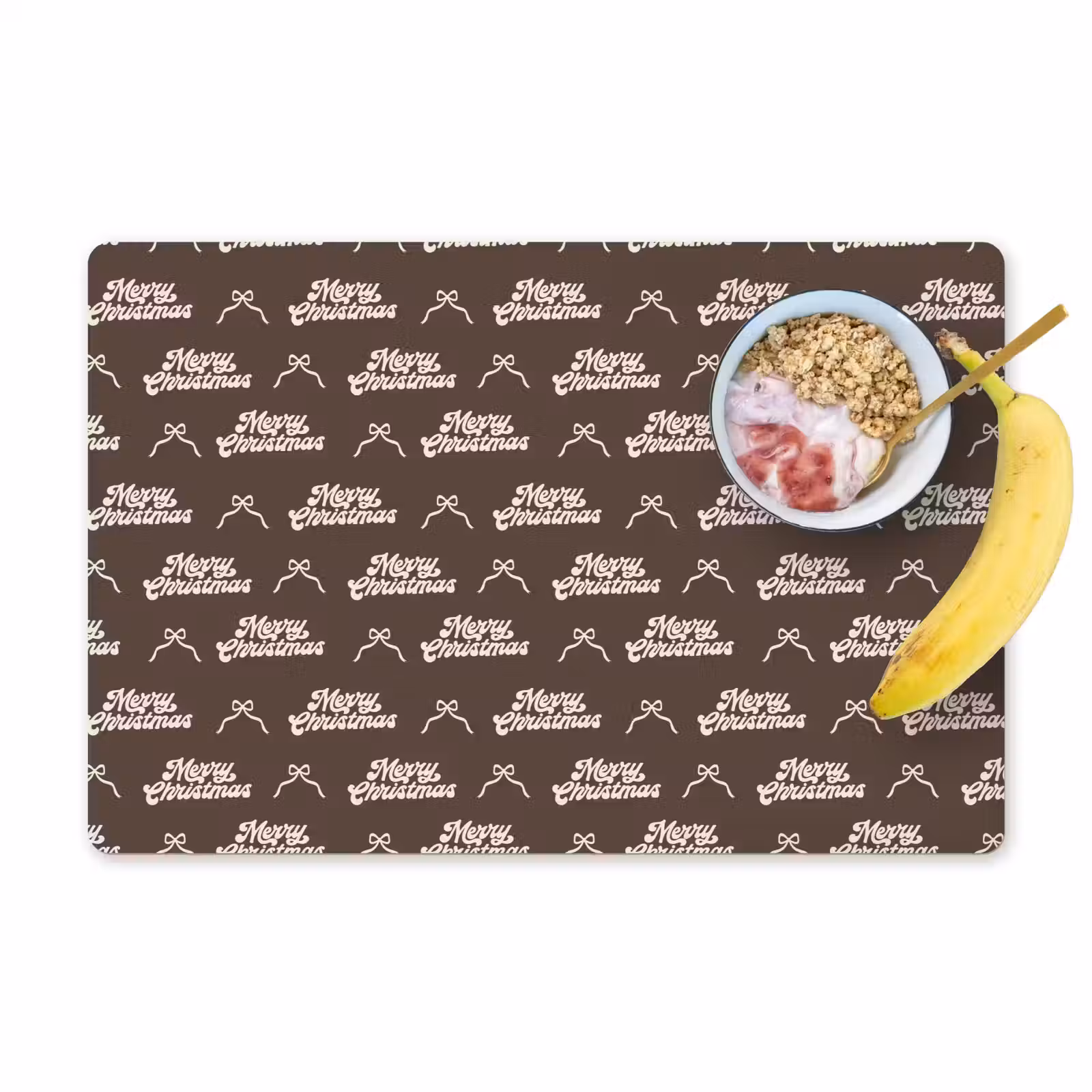 Tischset - 6 Stück - Text – Creme – Braun – Schleife — 1