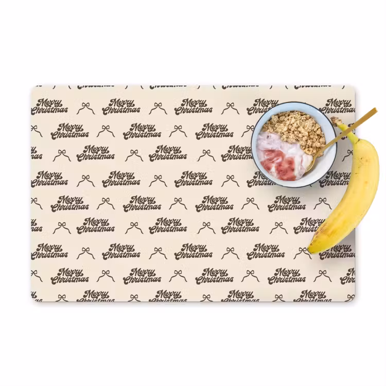 Tischset - 6 Stück - Text – Braun – Creme – Schleife — 1