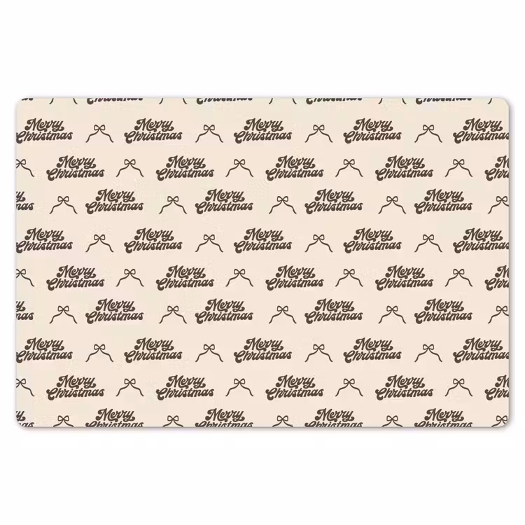 Tischset - 6 Stück - Text – Braun – Creme – Schleife — 6