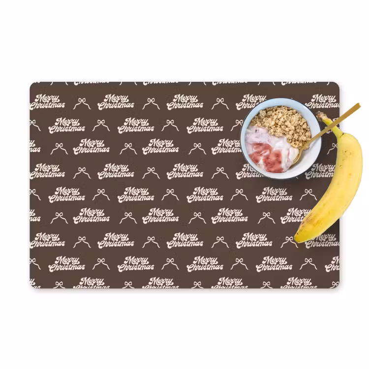 Tischset - 6 Stück - Text – Creme – Braun – Schleife — 1