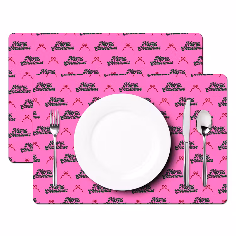 Tischset - 6 Stück - Text – Neon – Rosa – Weihnachten — 2