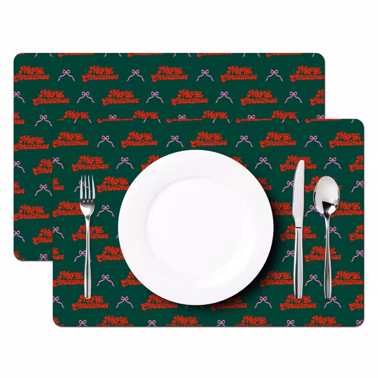 Tischset - 6 Stück - Text – Rosa – Rot – Grün – Schleife — 2