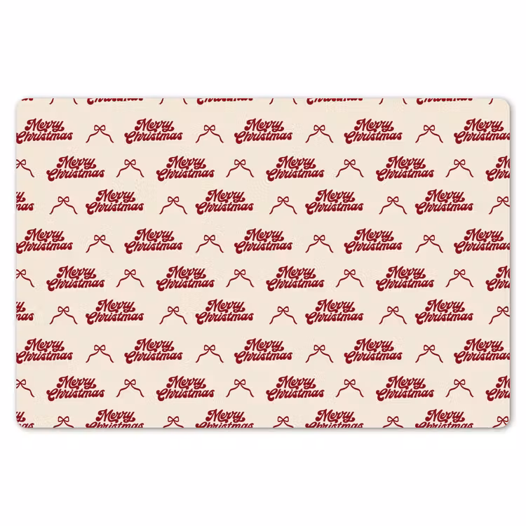 Tischset - 6 Stück - Text – Rot – Creme – Schleife — 6