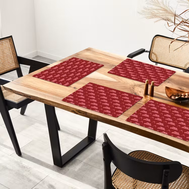 Tischset - 6 Stück - Text – Rot – Rosa – Schleife — 4