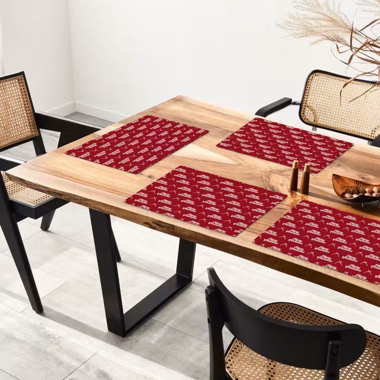 Tischset - 6 Stück - Text – Rot – Weiß – Schleife — 4