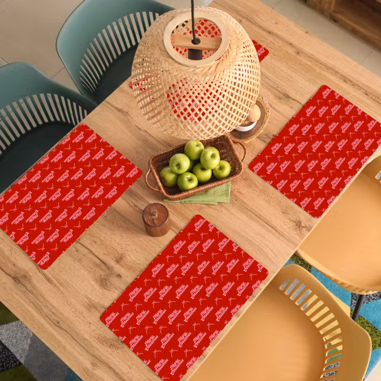 Tischset - 6 Stück - Text – Schleife – Rosa – Rot — 5