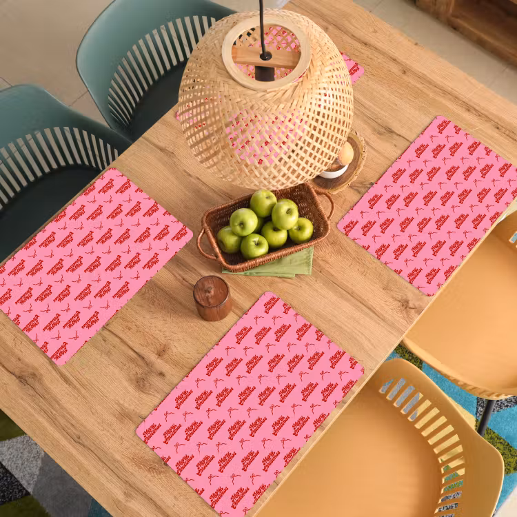 Tischset - 6 Stück - Text – Schleife – Rot – Rosa — 5