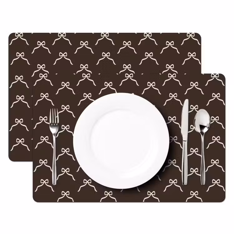 Tischset - 6 Stück - Braun – Schleife – Weihnachten — 2