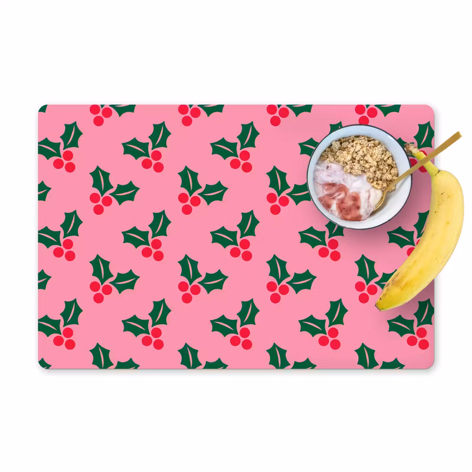 Tischset - 6 Stück - Stechpalme – Weihnachten – Rosa — 1