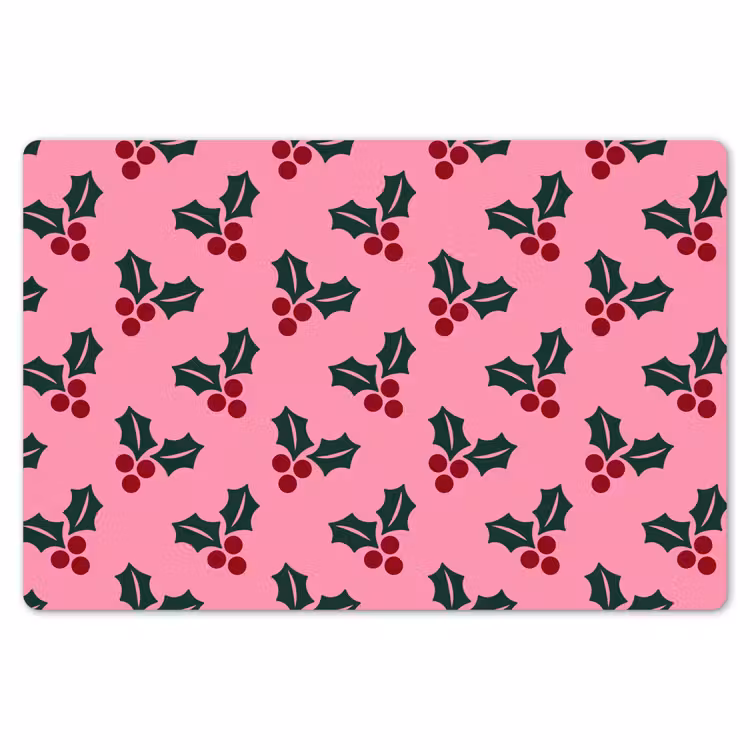 Tischset - 6 Stück - Rosa – Weihnachten – Stechpalme — 6