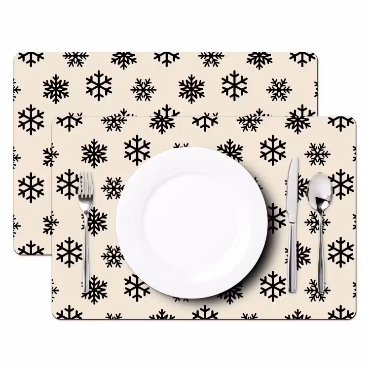 Tischset - 6 Stück - Schneeflocke – Creme – Weiß — 2
