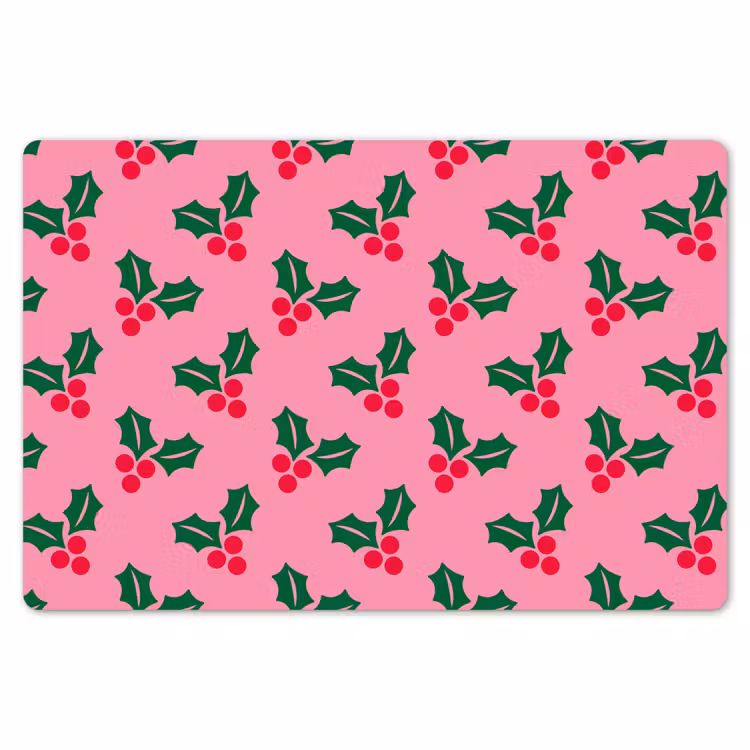 Tischset - 6 Stück - Stechpalme – Weihnachten – Rosa — 6