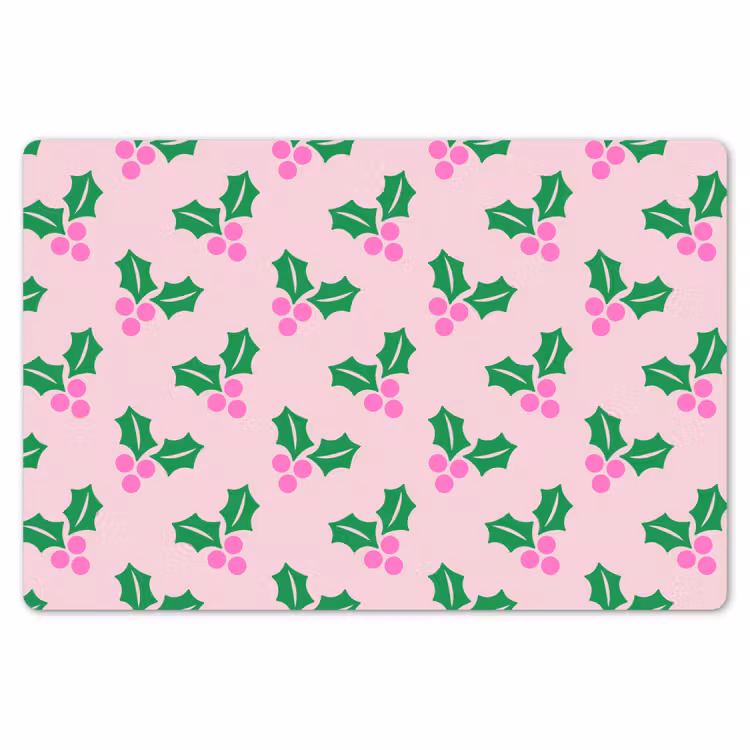 Tischset - 6 Stück - Weihnachten – Stechpalme – Rosa — 6